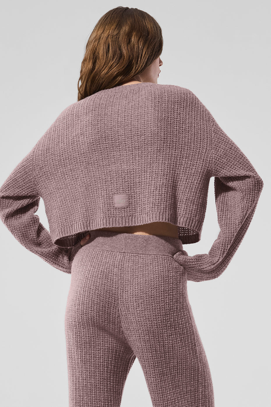 Alo Yoga Cashmere Plush Waffle Cardigan - Mushroom Heather