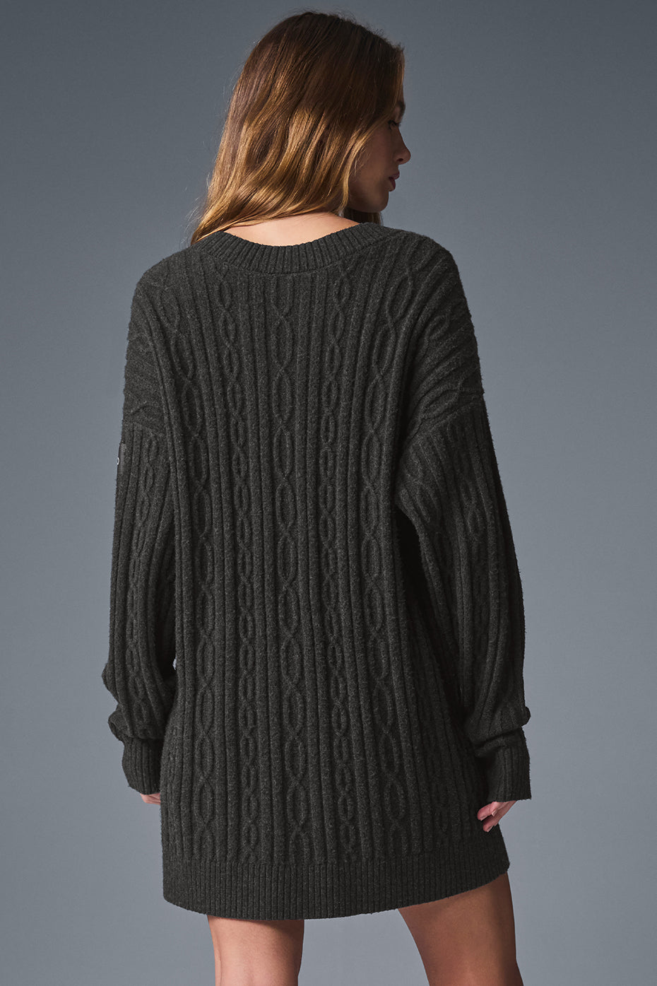 Alo Yoga Cable Knit Winter Bliss Cardigan - Dark Heather Grey