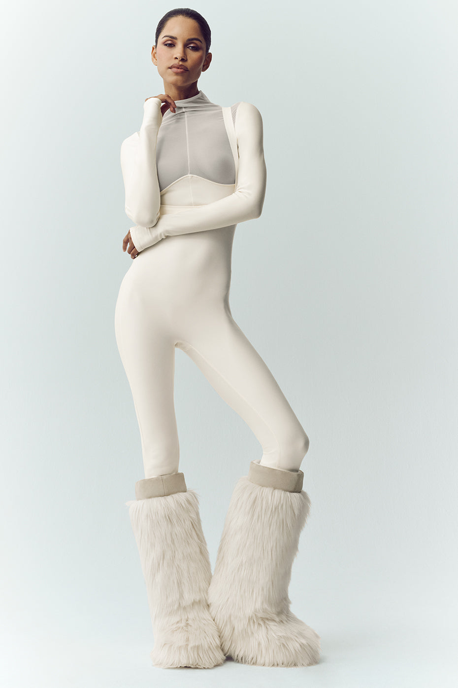 Alo Yoga Airlift Winter Warm Mesh Ski Time Long Sleeve - Ivory