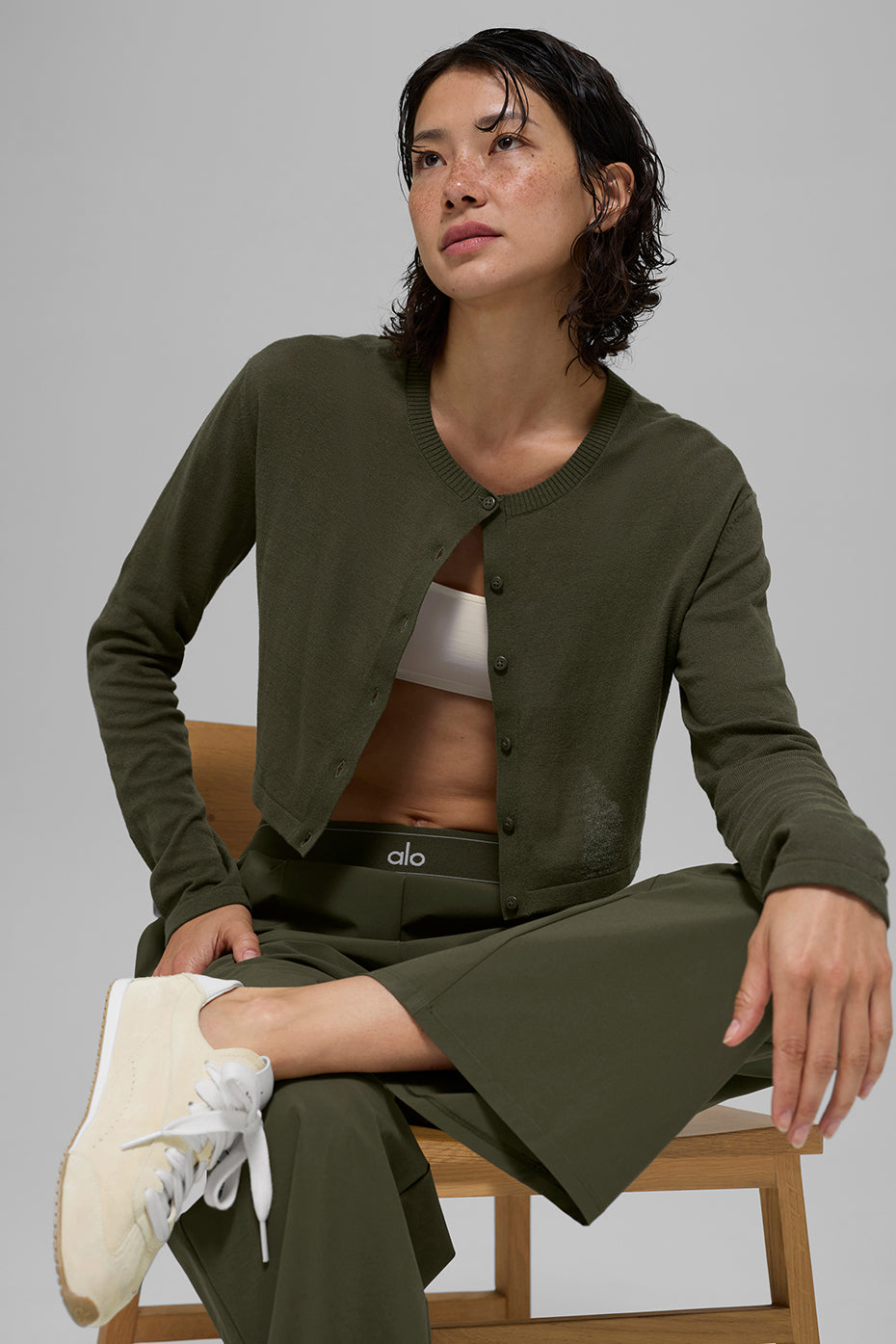 Alo Yoga Supernatural Sweater Cardigan - Green Olive