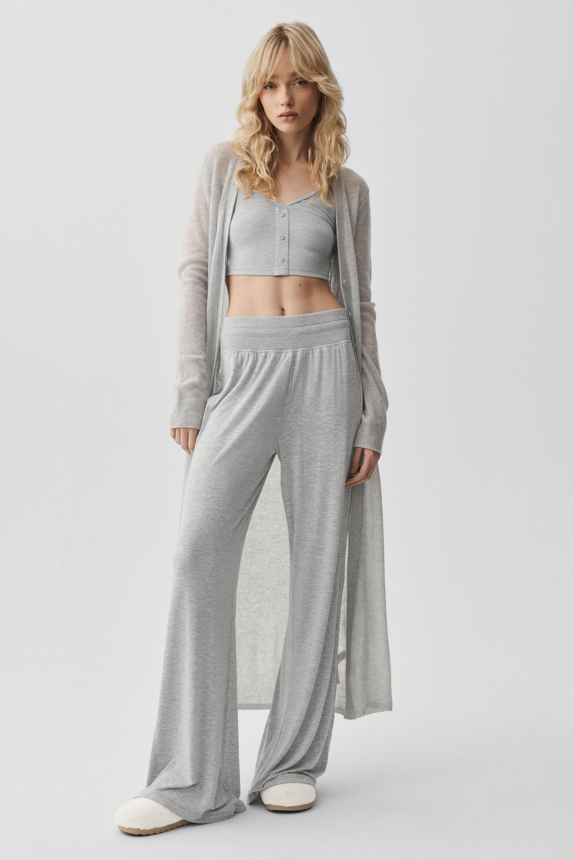 Alo Yoga Sheer Cashmere Long Cardigan - Athletic Heather Grey
