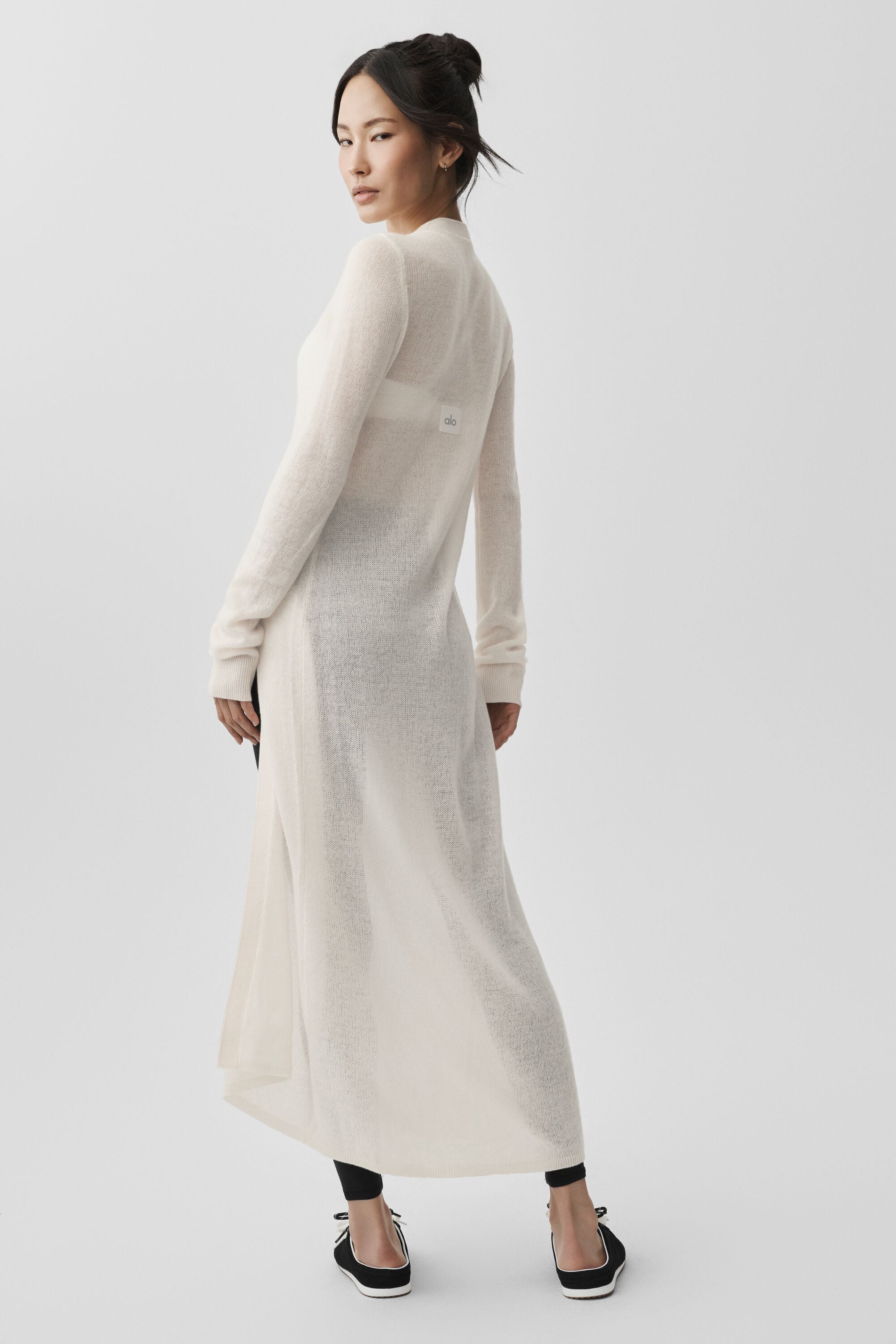 Alo Yoga Sheer Cashmere Long Cardigan - Ivory