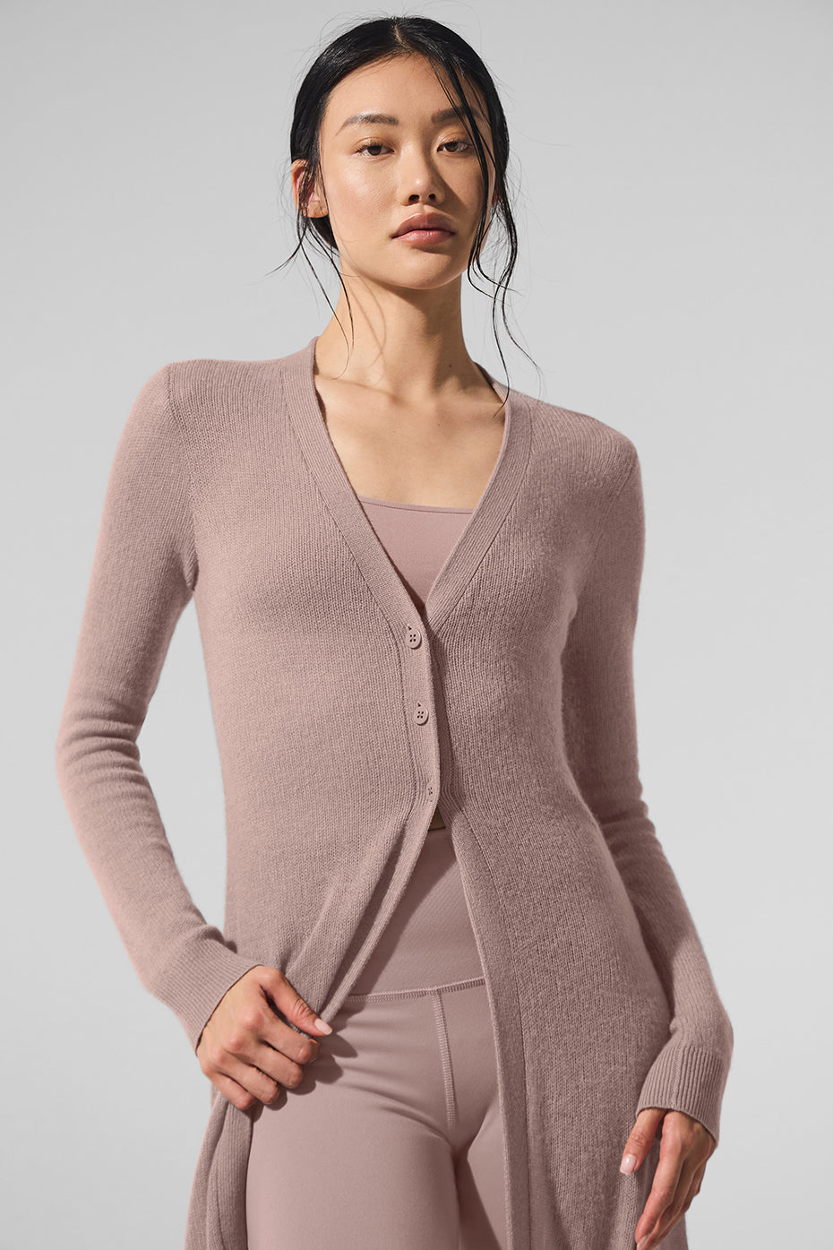 Alo Yoga Sheer Cashmere Long Cardigan - Taupe