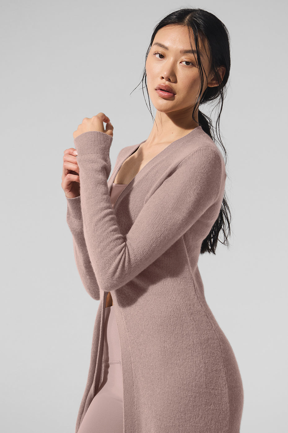 Alo Yoga Sheer Cashmere Long Cardigan - Taupe