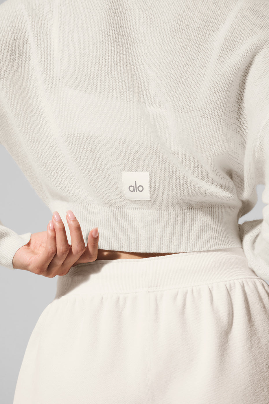Alo Yoga Sheer Cashmere Cropped Cardigan - Ivory