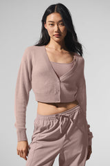 Alo Yoga Sheer Cashmere Cropped Cardigan - Taupe