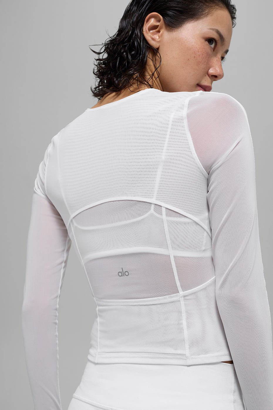 Alo Yoga Mesh Winter Twilight Long Sleeve - White