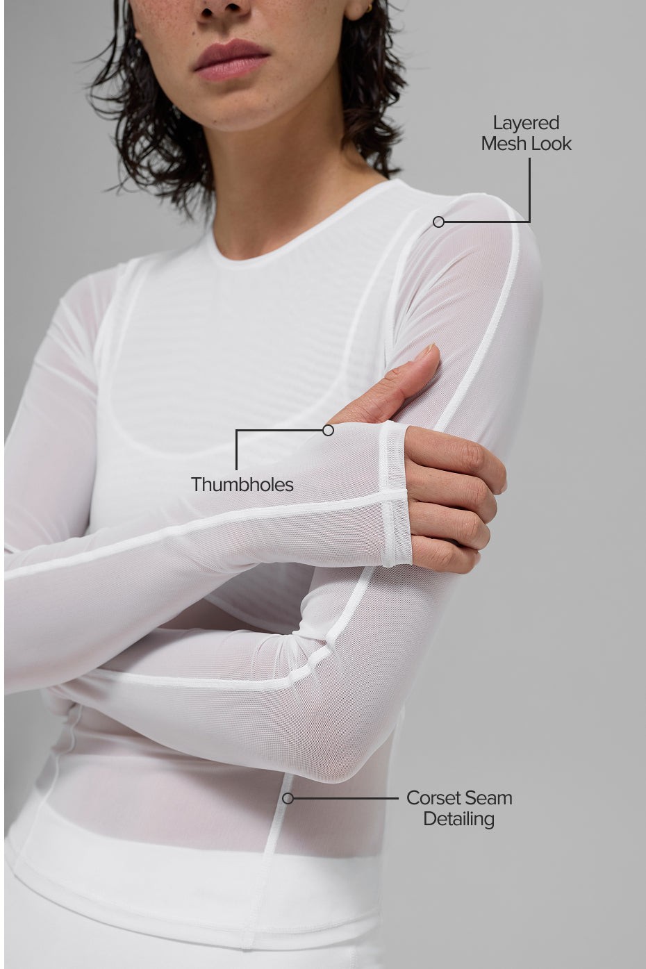 Alo Yoga Mesh Winter Twilight Long Sleeve - White