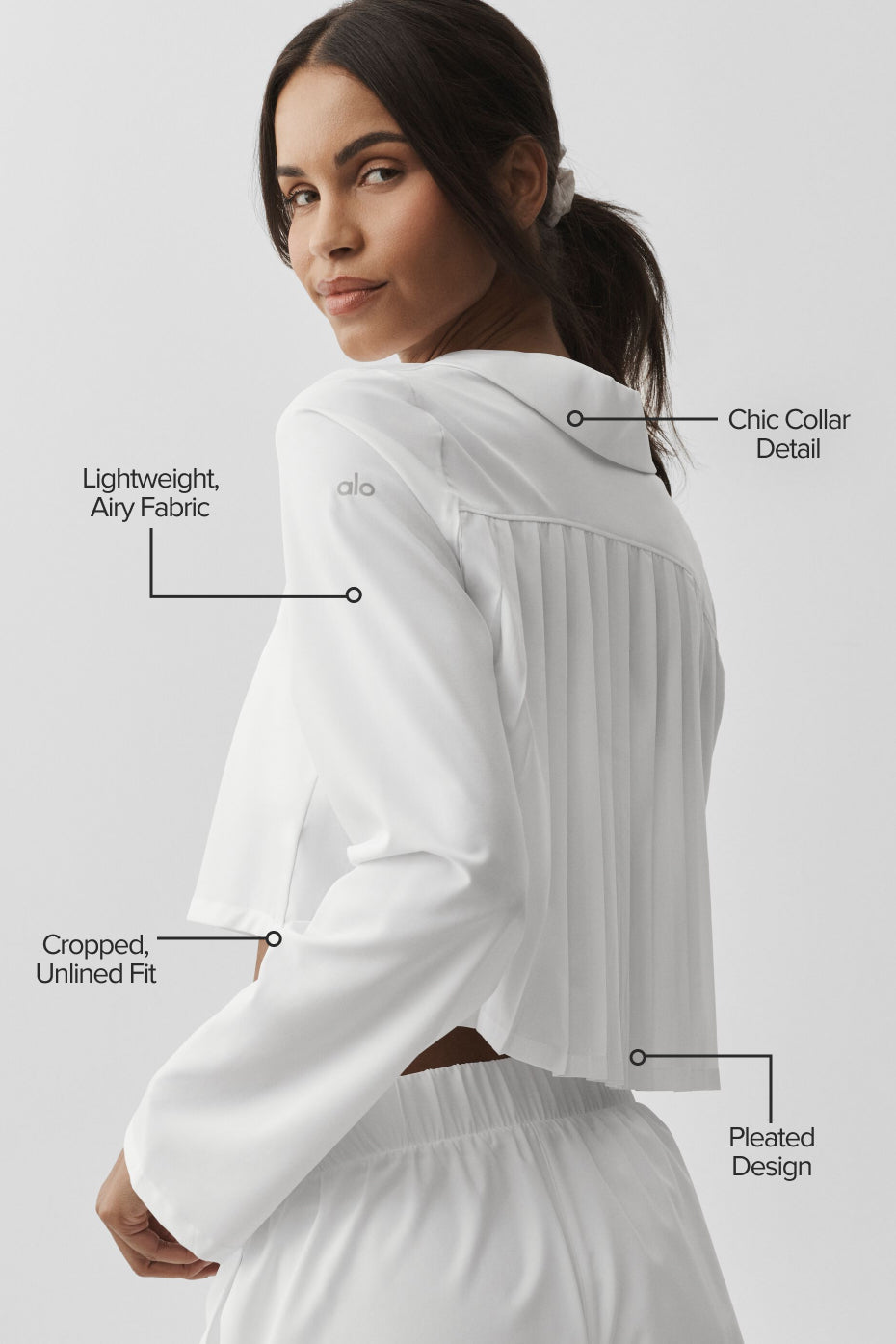 Alo Yoga Cropped Unmatched Long Sleeve - White