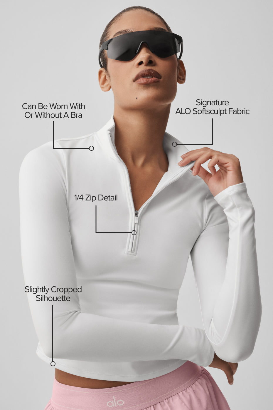 Alo Yoga ALO Softsculpt Precision 1/4 Zip Long Sleeve - White