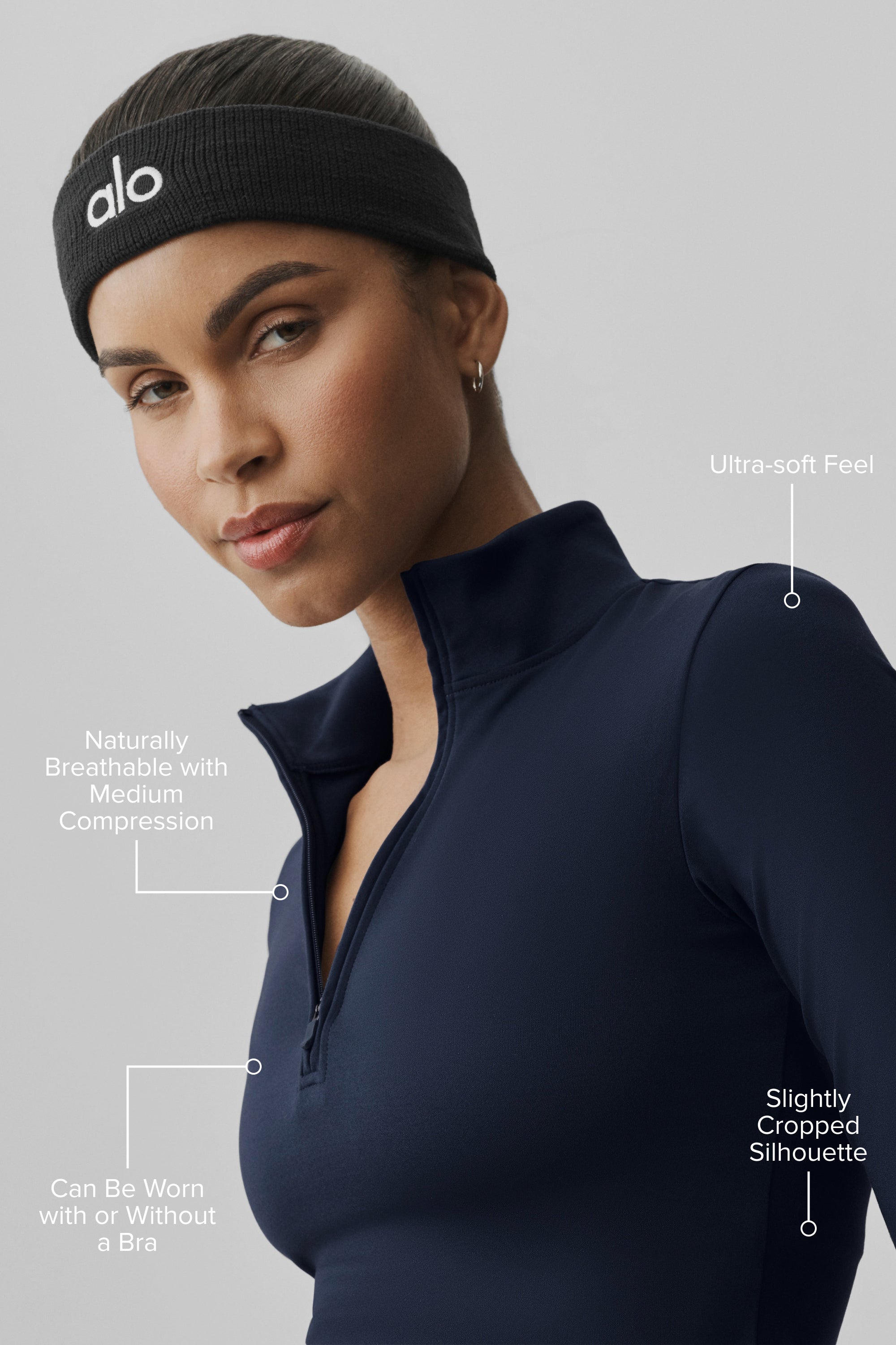 Alo Yoga ALO Softsculpt Precision 1/4 Zip Long Sleeve - Navy