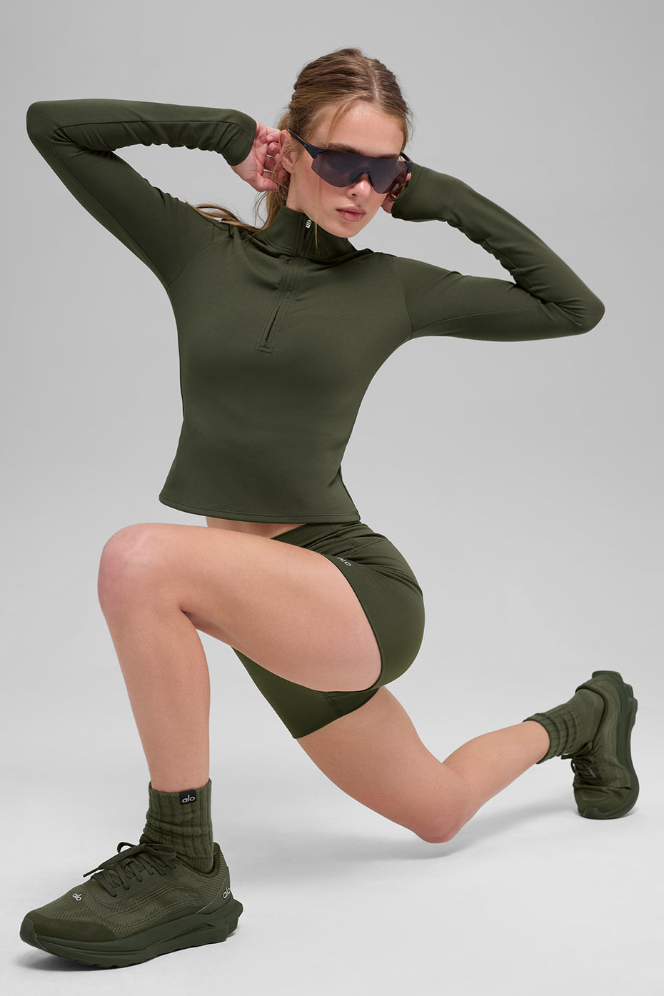 Alo Yoga ALO Softsculpt Precision 1/4 Zip Long Sleeve - Green Olive