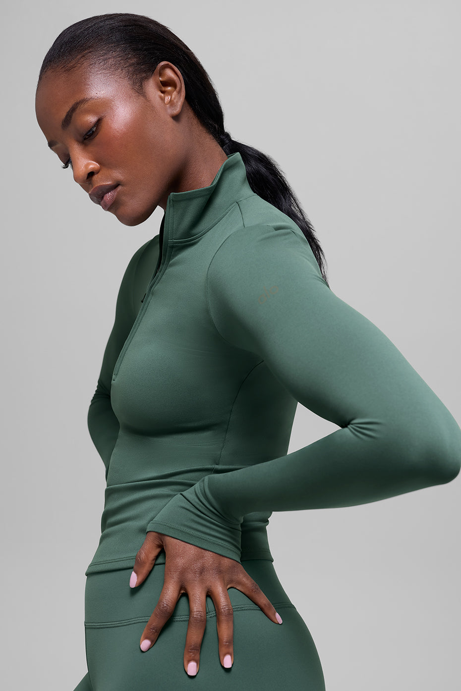 Alo Yoga ALO Softsculpt Precision 1/4 Zip Long Sleeve - Clover Green