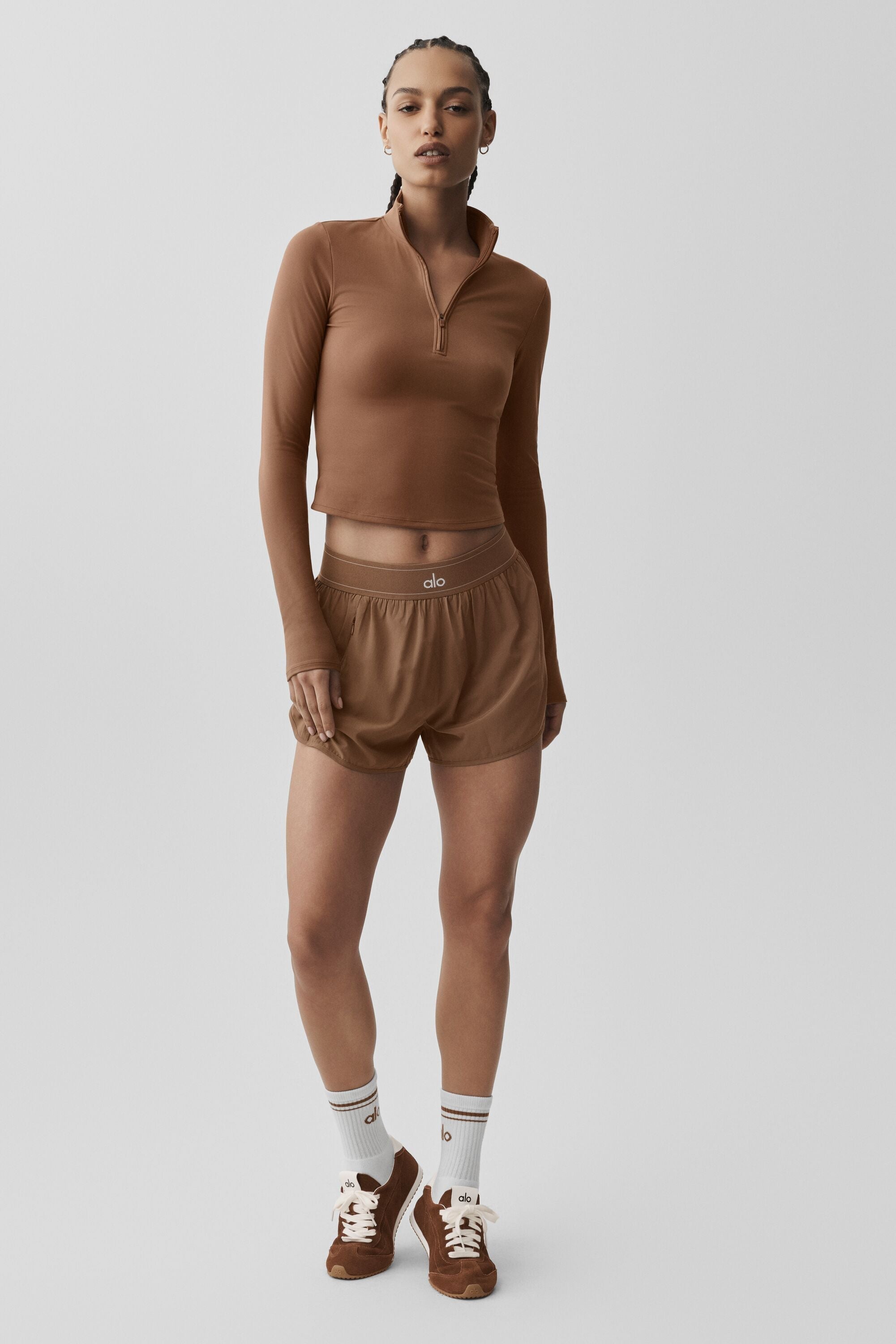Alo Yoga ALO Softsculpt Precision 1/4 Zip Long Sleeve - Sun Kissed Brown