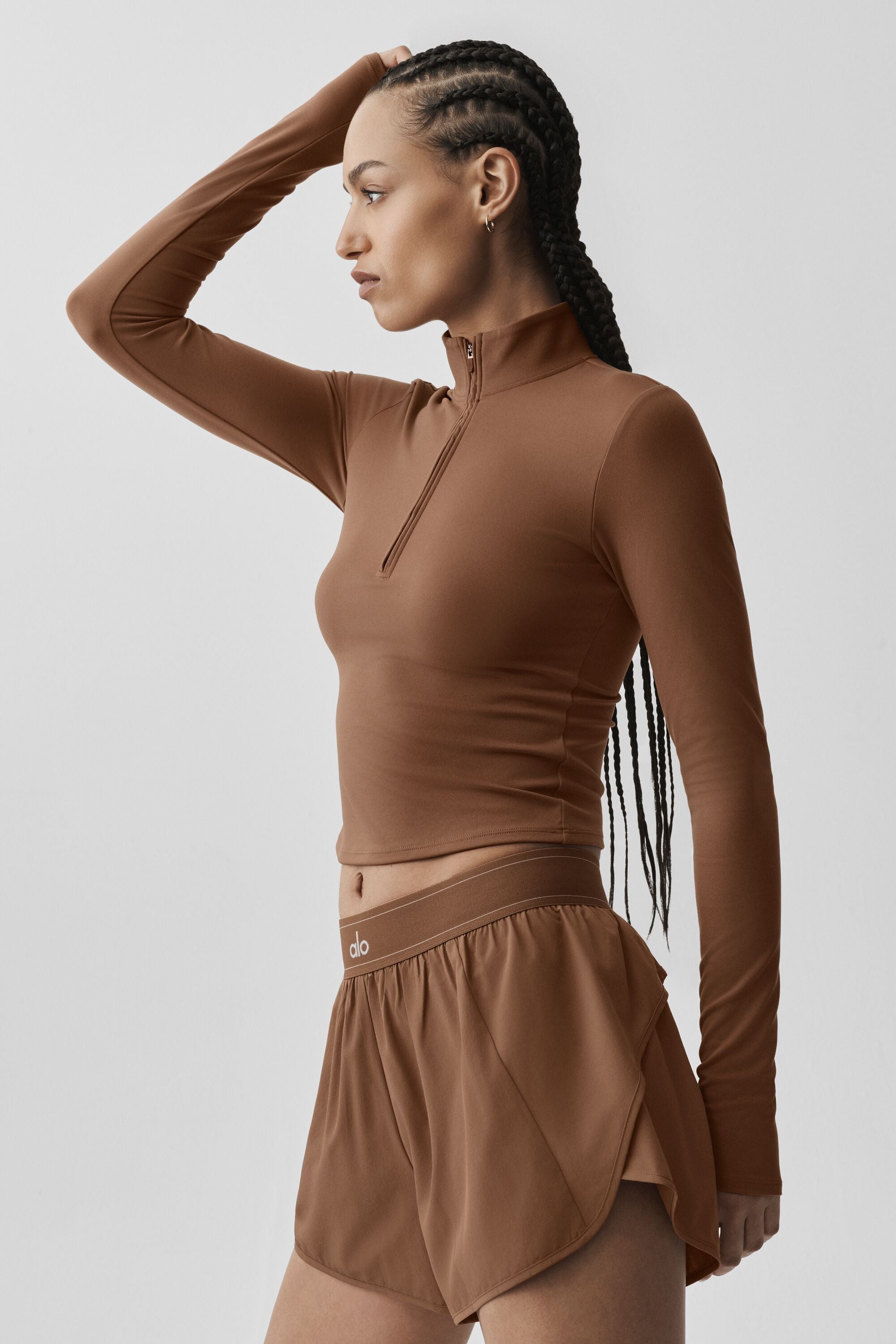 Alo Yoga ALO Softsculpt Precision 1/4 Zip Long Sleeve - Sun Kissed Brown