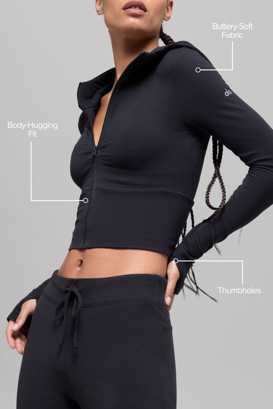 Alo Yoga Sway Full Zip Hoodie - Black