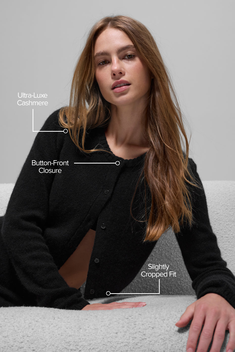 Alo Yoga Wool Cashmere New Class Cropped Cardigan - Black