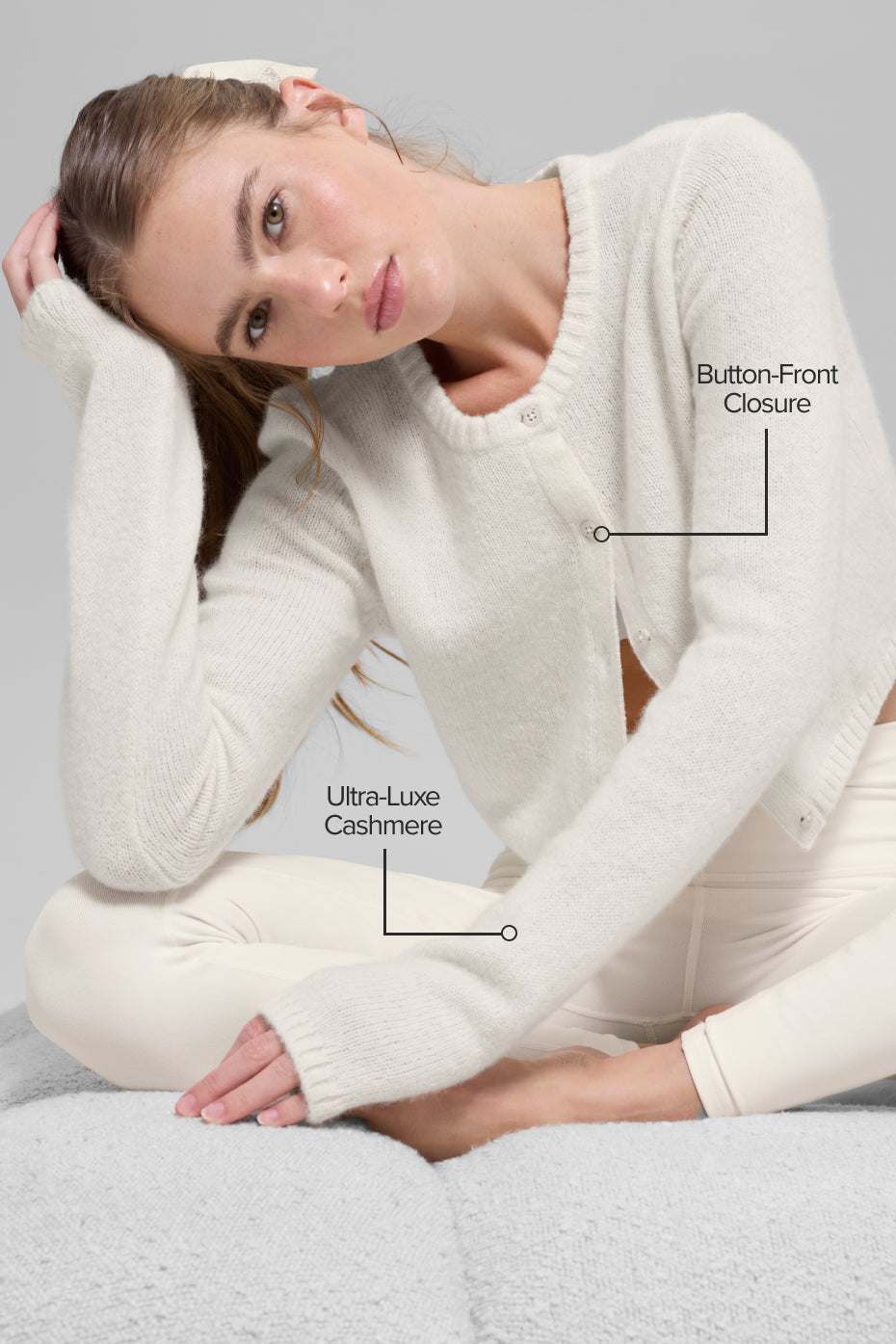 Alo Yoga Wool Cashmere New Class Cropped Cardigan - Ivory