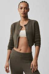 Alo Yoga Wool Cashmere New Class Cropped Cardigan - Olive Tree