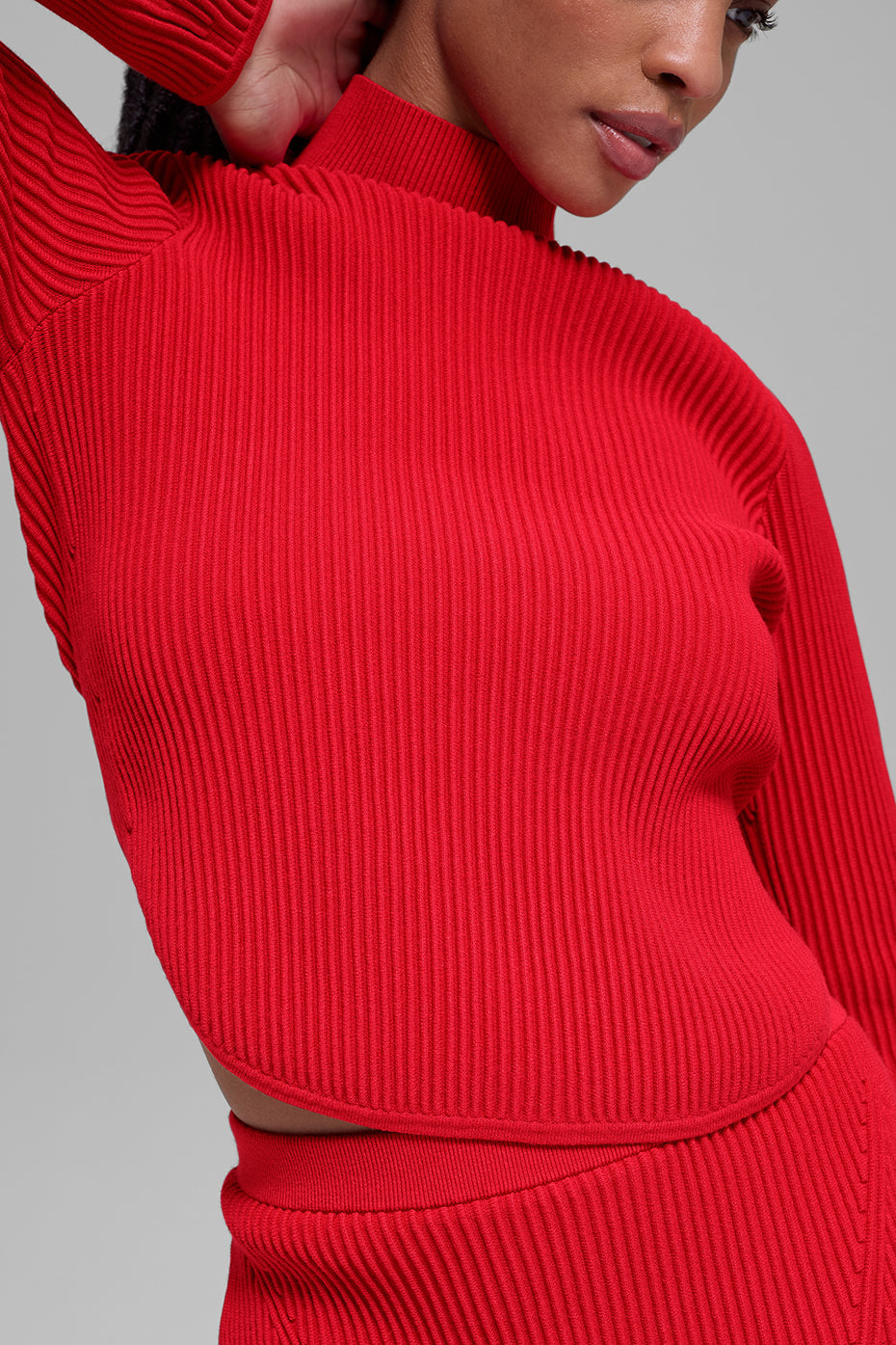 Alo Yoga Denim Knit Backless Long Sleeve - Bright Red