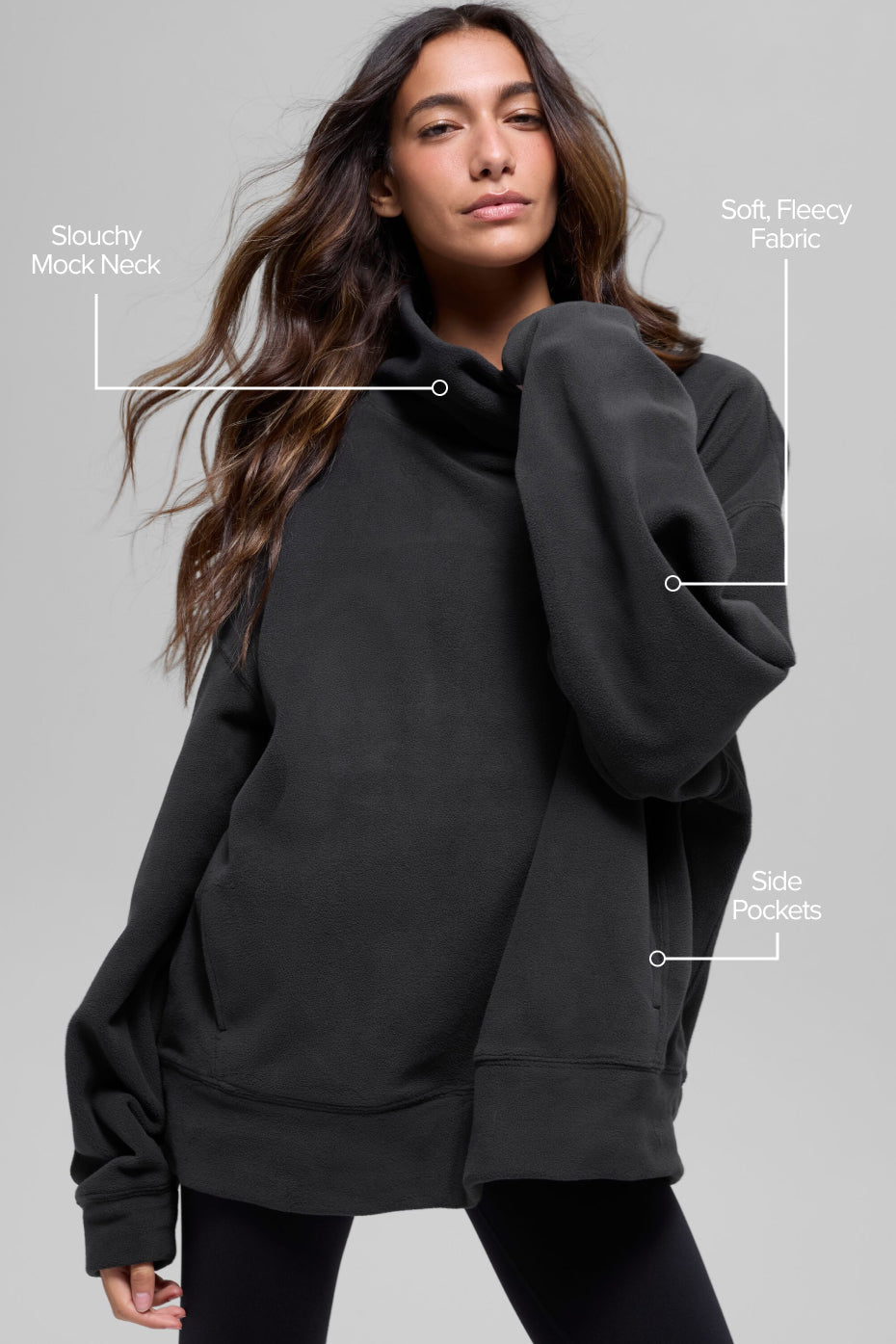 Alo Yoga Polar Fleece Hazy Pullover - Black