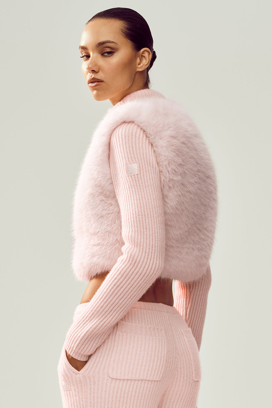 Alo Yoga Faux Fur Cashmere Northstar Full Zip - Frosted Pink