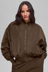 Alo Yoga Faux Fur Urbanite Bomber - Espresso/Ivory