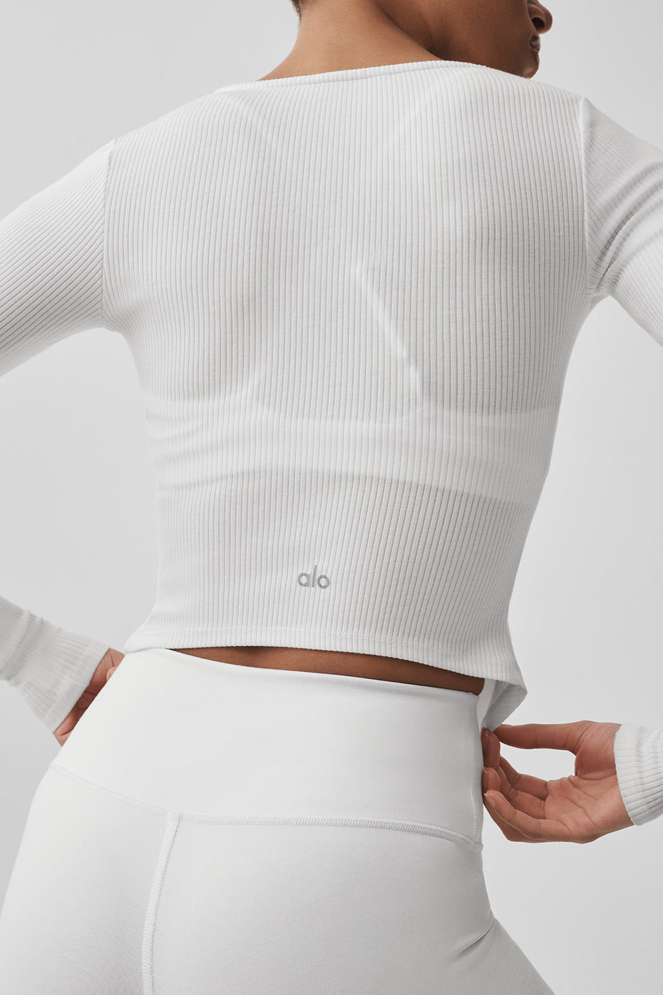 Alo Yoga Ribbed Stardust Long Sleeve - White