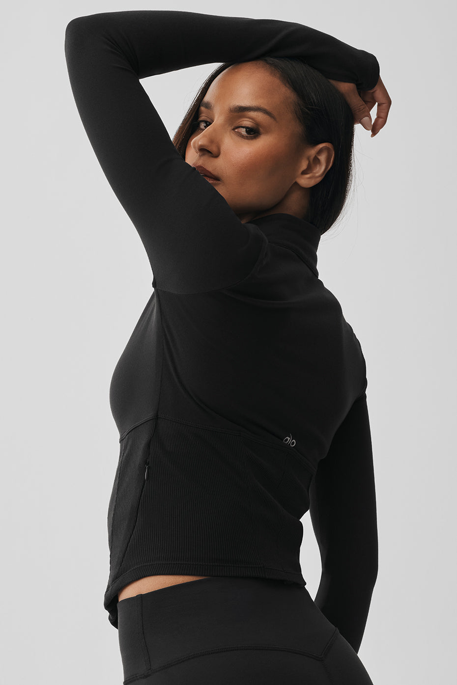 Alo Yoga Airbrush Corset Full Zip Jacket - Black