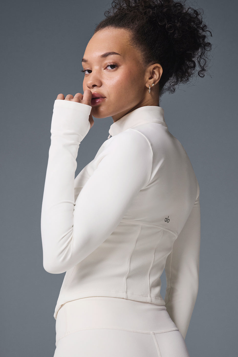 Alo Yoga Airbrush Corset Full Zip Jacket - Ivory