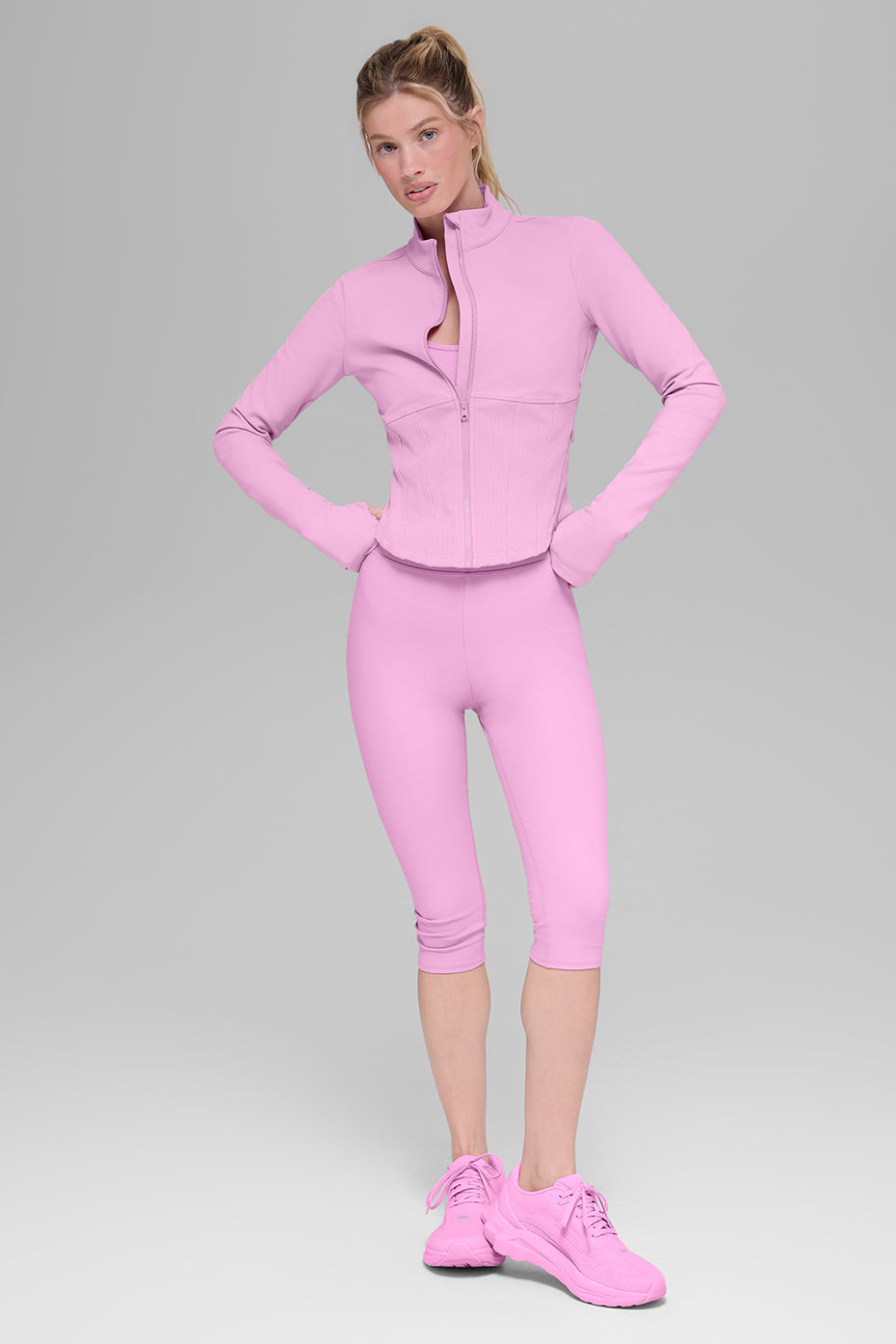 Alo Yoga Airbrush Corset Full Zip Jacket - Candy Heart Pink