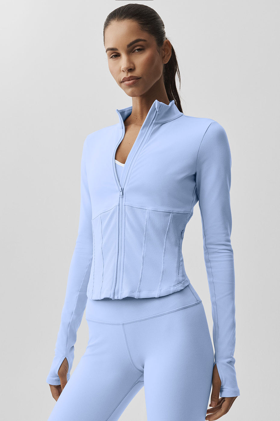 Alo Yoga Airbrush Corset Full Zip Jacket - Light Provence Blue