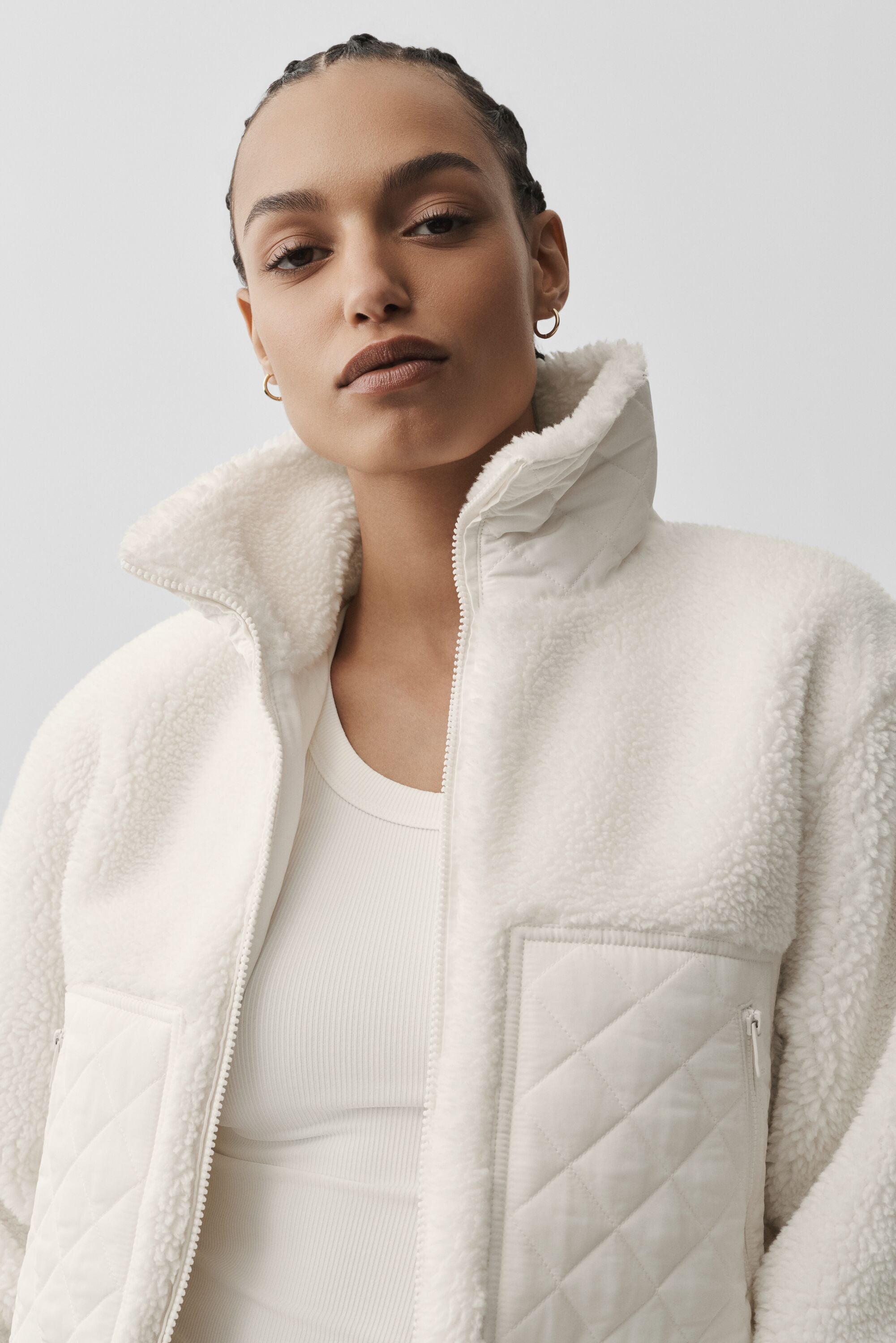 Alo Yoga Sherpa Edge Bomber - Ivory