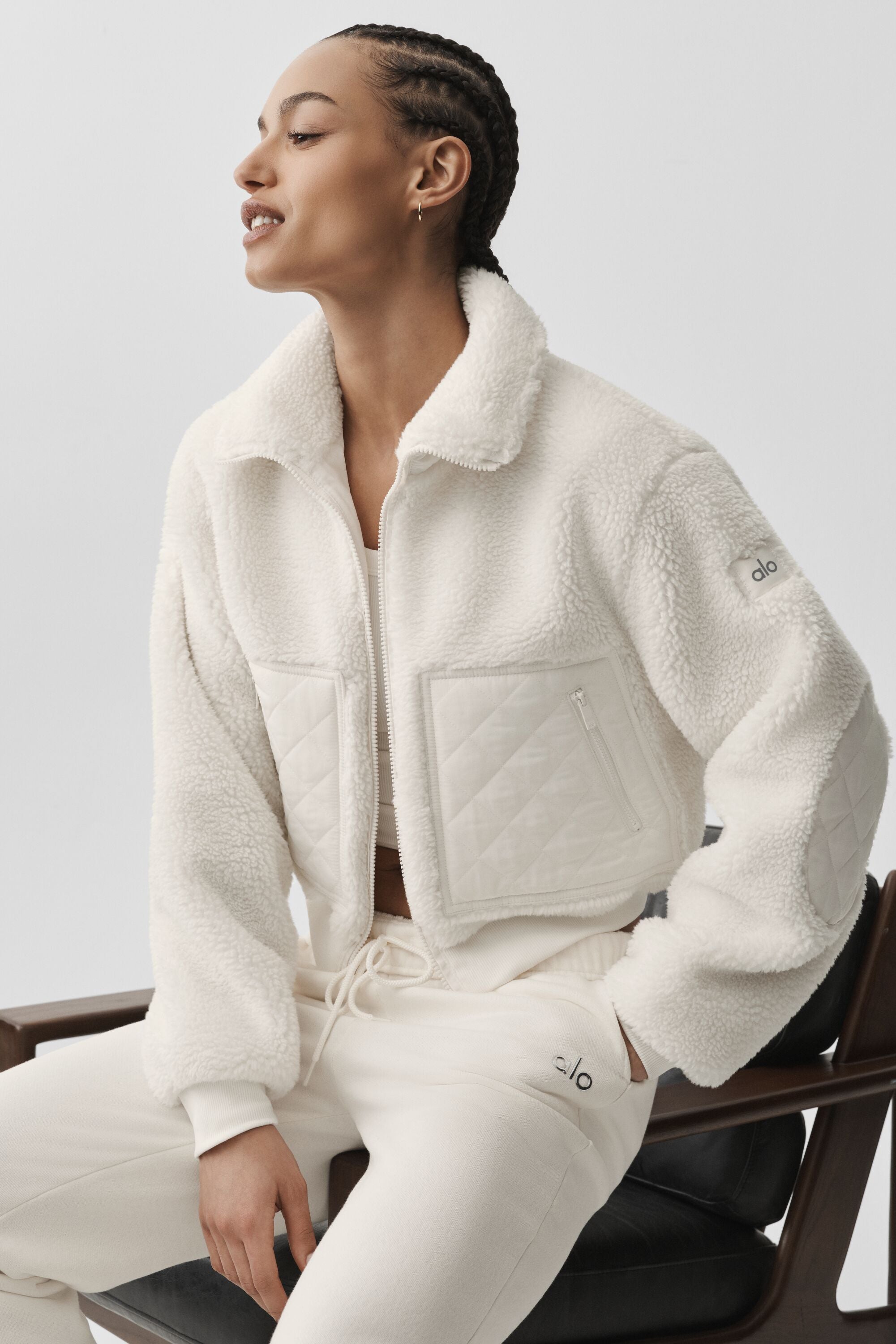 Alo Yoga Sherpa Edge Bomber - Ivory