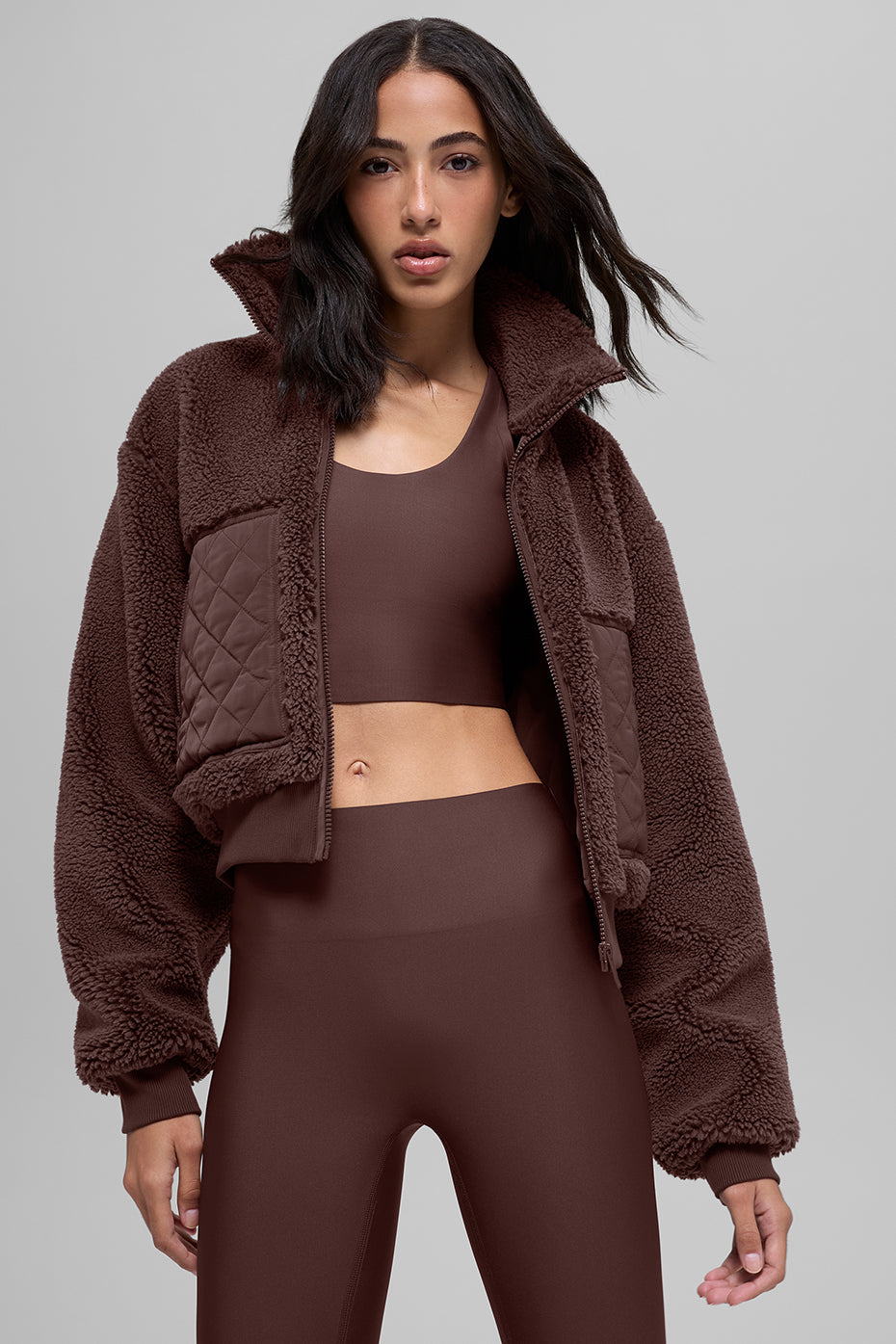 Alo Yoga Sherpa Edge Bomber - Brownstone