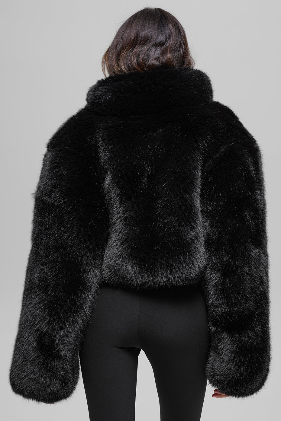 Alo Yoga Opulent Faux Fur Cropped Jacket - Black
