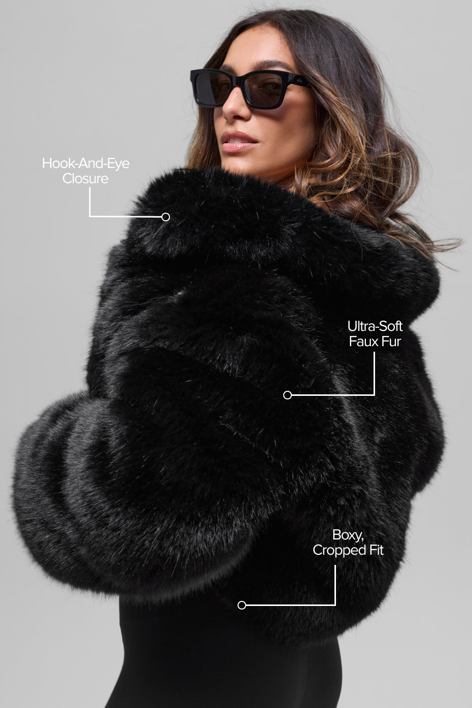 Alo Yoga Opulent Faux Fur Cropped Jacket - Black