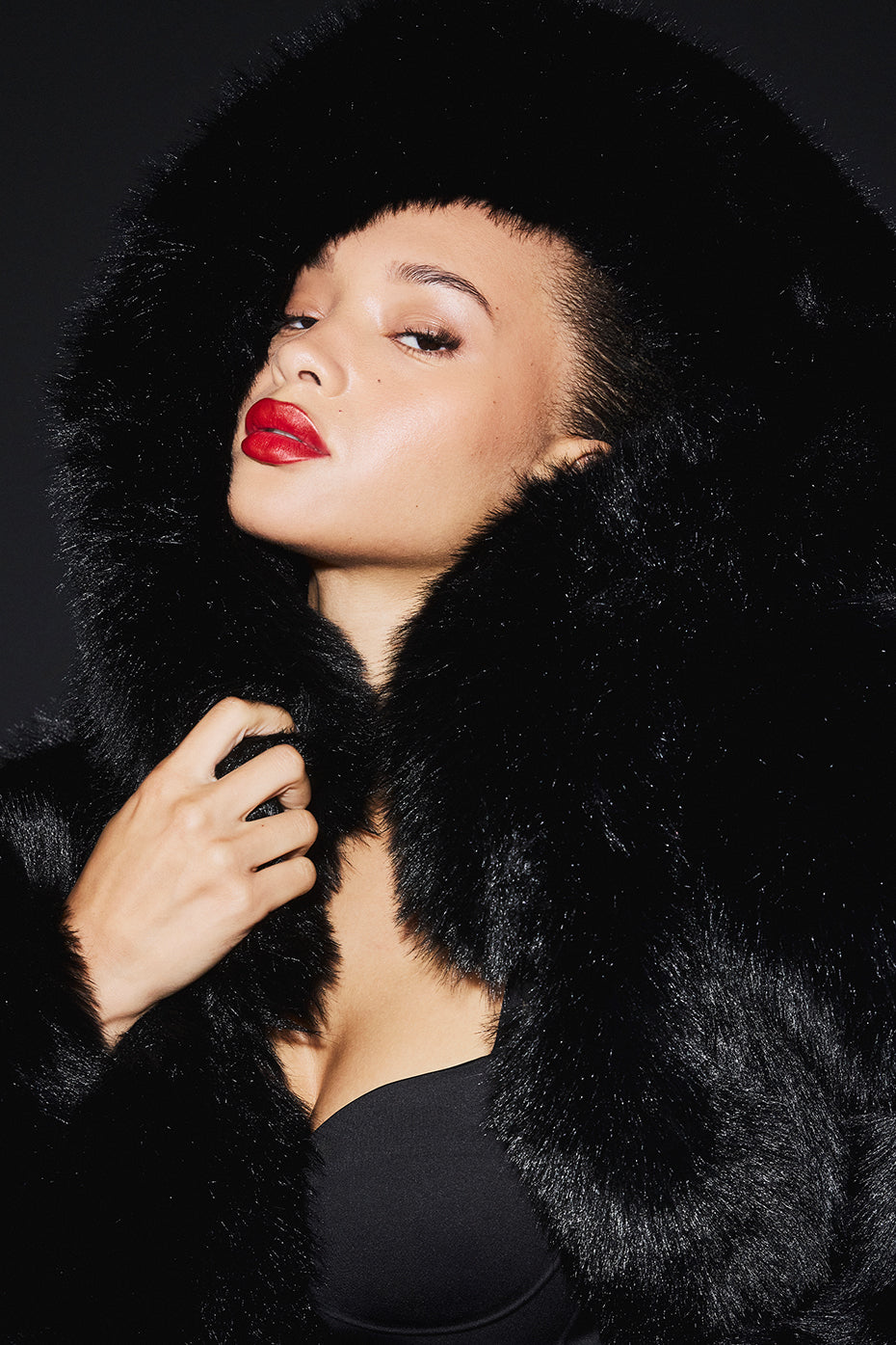 Alo Yoga Opulent Faux Fur Statement Jacket - Black
