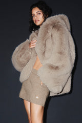 Alo Yoga Opulent Faux Fur Statement Jacket - Oat
