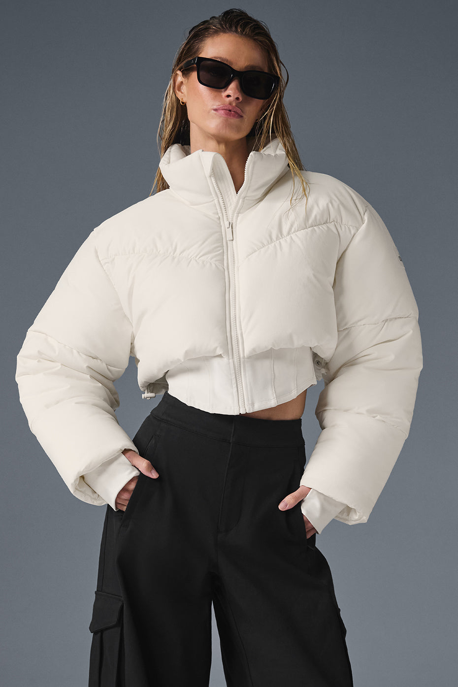 Alo Yoga Main Act Corset Puffer - Ivory/Ivory