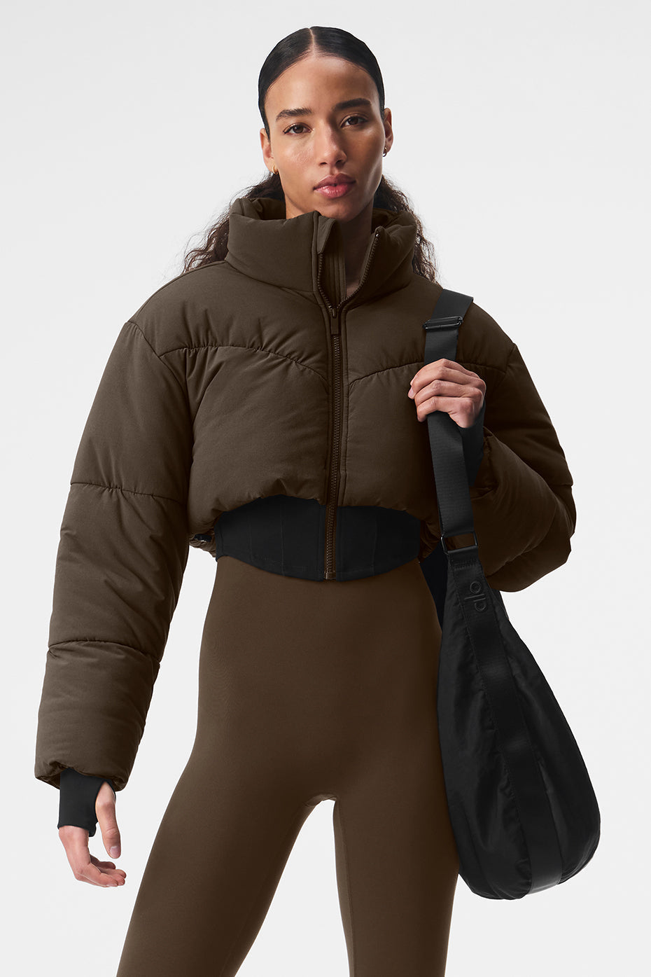 Alo Yoga Main Act Corset Puffer - Espresso/Black