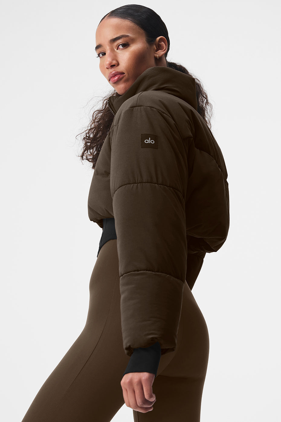 Alo Yoga Main Act Corset Puffer - Espresso/Black