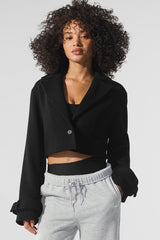 Alo Yoga Wool Cropped Metro Trench - Black