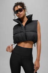 Alo Yoga Cropped Gold Rush Puffer Vest - Black