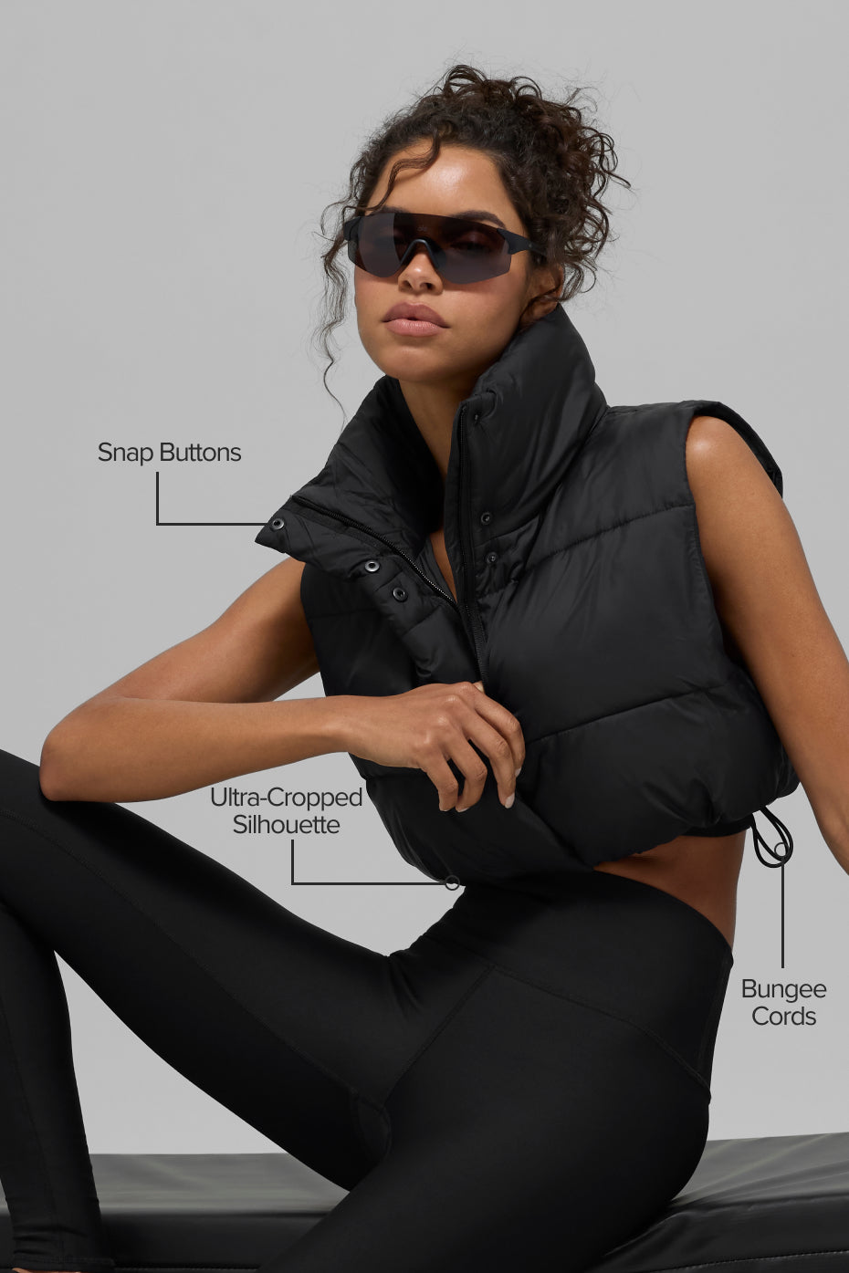 Alo Yoga Cropped Gold Rush Puffer Vest - Black