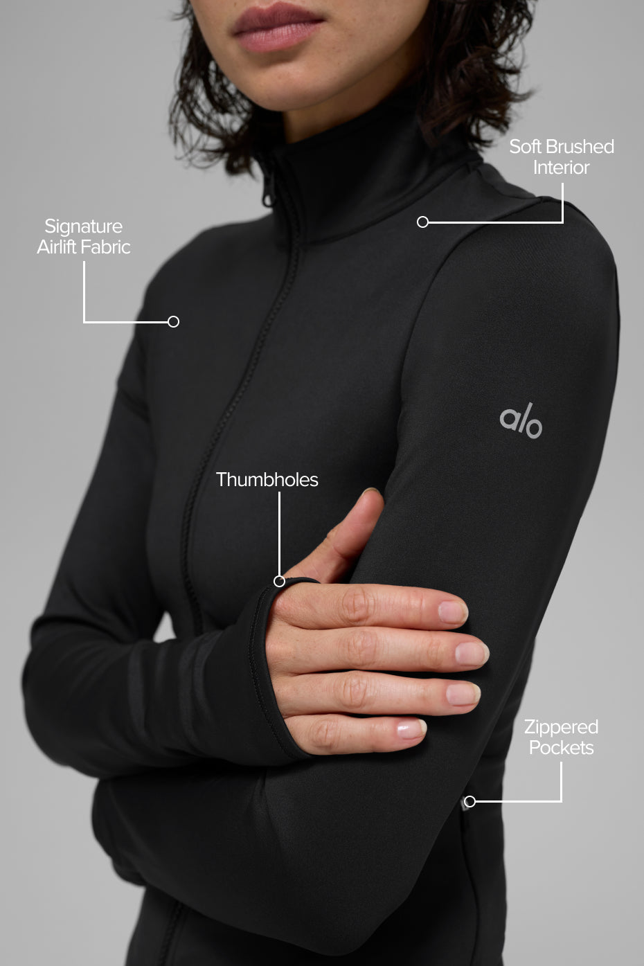 Alo Yoga Airlift Winter Warm Radiant Full-Zip Jacket - Black