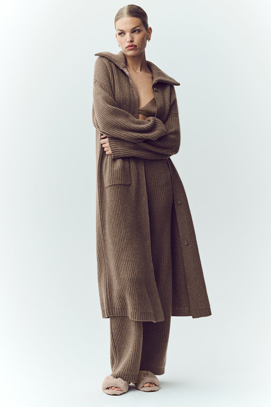 Alo Yoga Cashmere Northstar Long Cardigan - Alpine Cocoa Heather