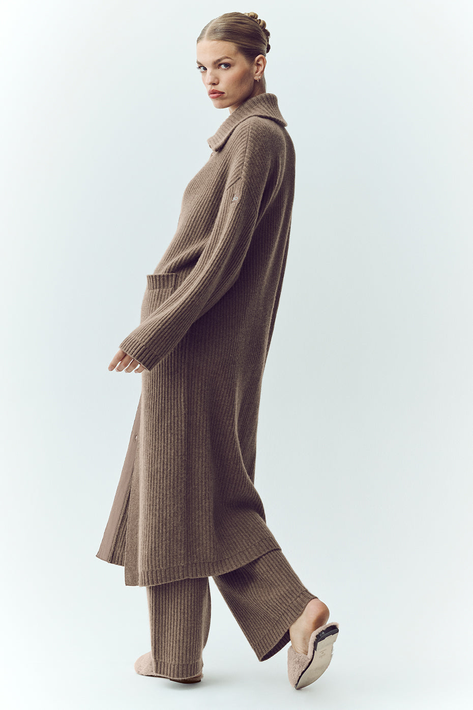 Alo Yoga Cashmere Northstar Long Cardigan - Alpine Cocoa Heather