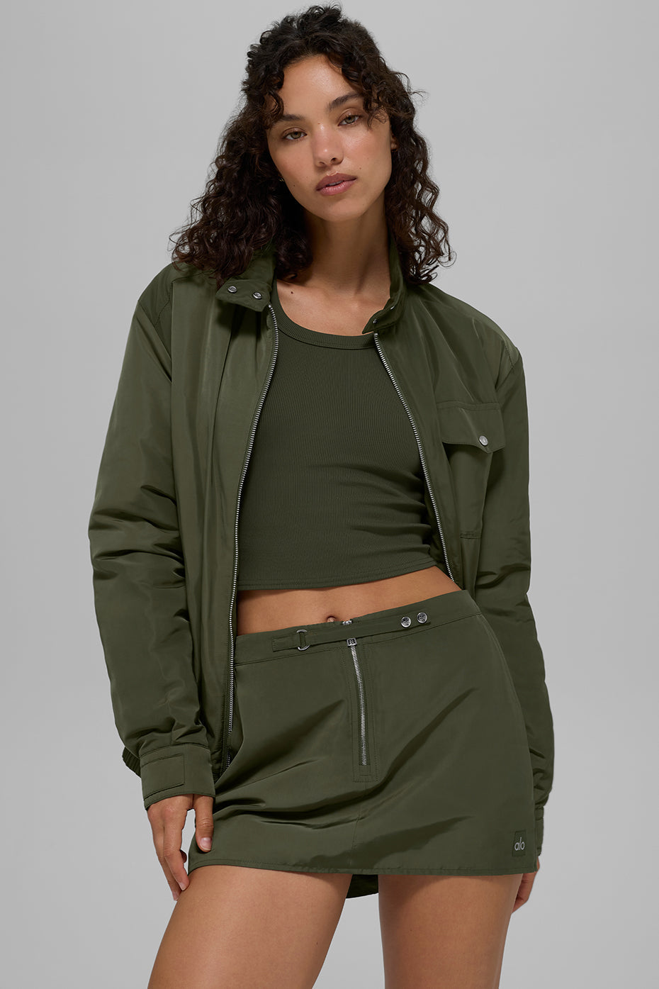 Alo Yoga Work It Bomber - Green Olive