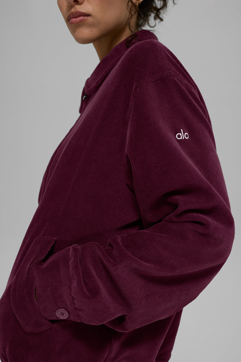 Alo Yoga Micro Corduroy On Duty Jacket - Burgundy